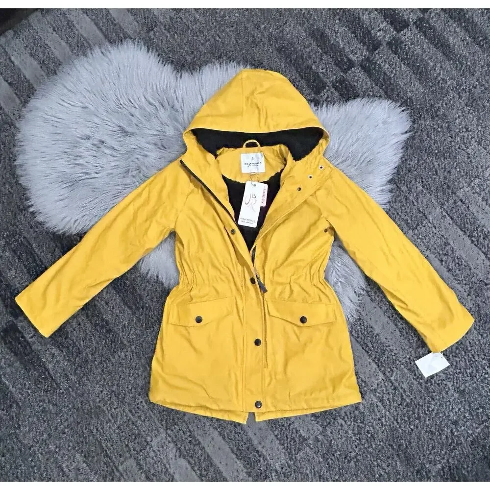 Urban Republic Girls Water Resistant Faux Fur Lined Yellow Coat 10/12Y‎ MSRP $99